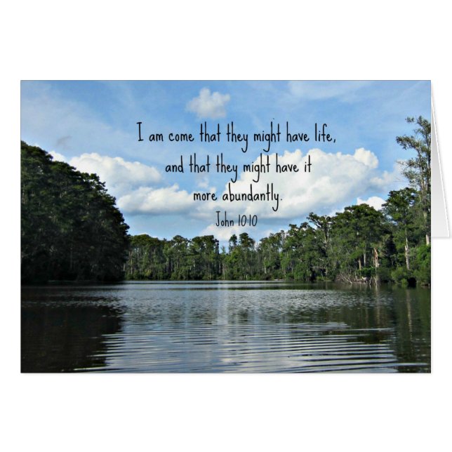 John 10:10 Jag är kom att de kan ha liv... Hälsningskort (Framsidan Horizontal)