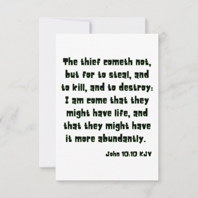 John 10:10 KJV Bible Scripture Hälsning Kort (Framsida)