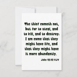 John 10:10 KJV Bible Scripture Hälsning Kort