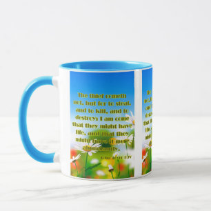 John 10:10 KJV Bible Scripture Pic Two-Tone Mugg