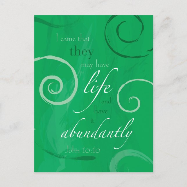 John 10:10 - Livet Abundant Vykort (Framsida)