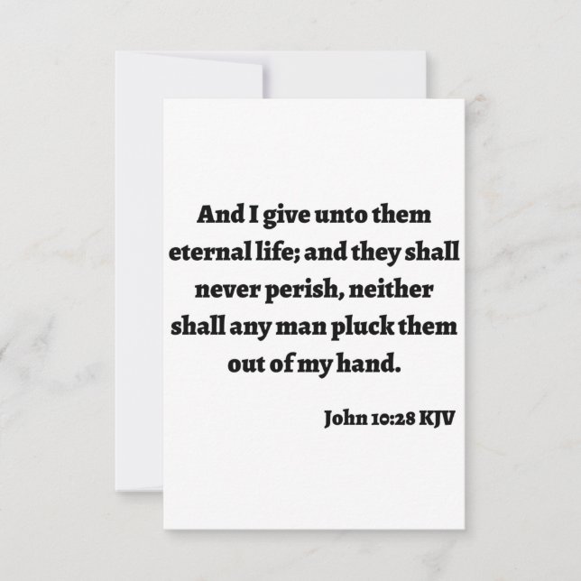 John 10:28 KJV Bible Verse Flat Greeting Card Kort (Framsida)
