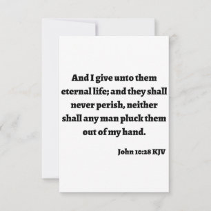 John 10:28 KJV Bible Verse Flat Greeting Card Kort