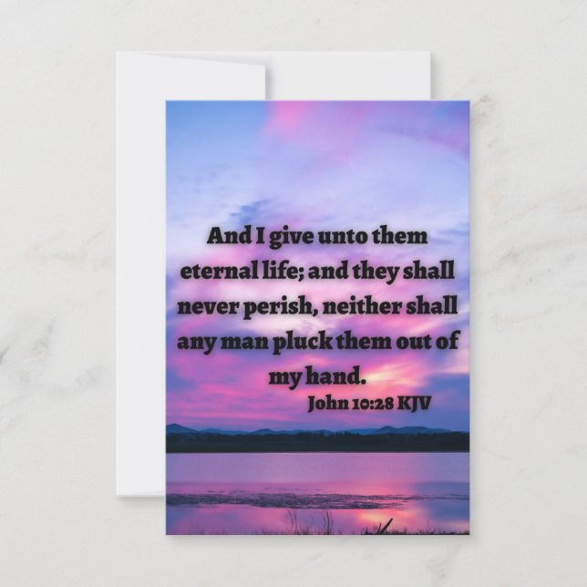 John 10:28 KJV Bible Verse Pic Flat Greeting Card Kort (Framsida)