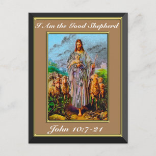 John 10:7-21 Jag är Bra Shepherd Brown Ram Vykort
