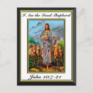 John 10:7-21 Jag är Bra Shepherd White Ram Vykort