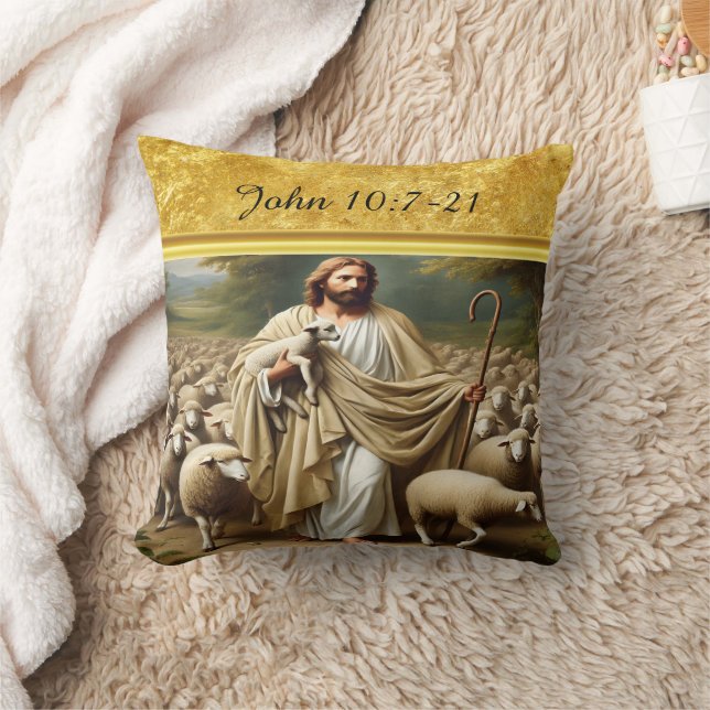 John 10:7 Vacker herde guld design Kudde (Filt)