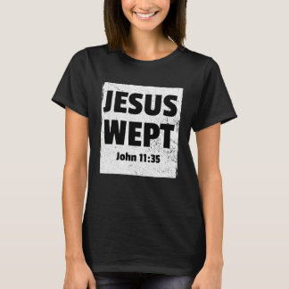 JOHN 1135 JESUS WEPT Christian Bible Verse Compass T Shirt