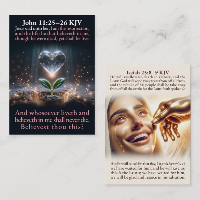 John 11:25–26 and John 11:25–26 KJV Card Box Visitkort (Fram/baksida)