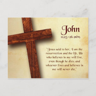 John 11 25-26 Bible Quote Postcard Vykort