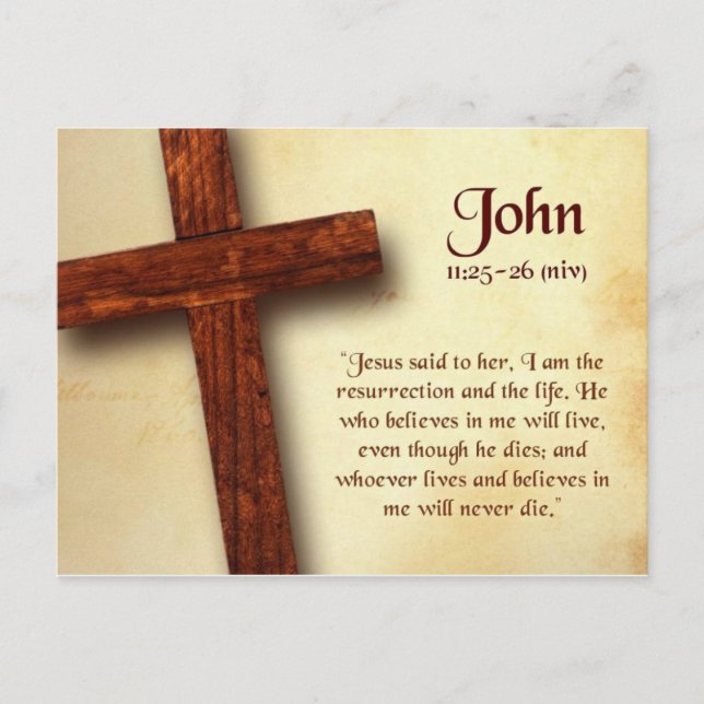 John 11 25-26 Bible Quote Postcard Vykort (Framsida)
