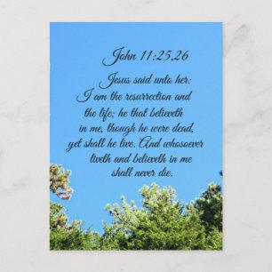 John 11:25, 26 Jesus sa till henne, jag är Vykort