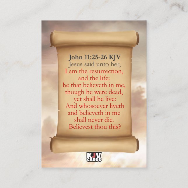 John 11:25-26 KJV Cards Visitkort (Baksida)