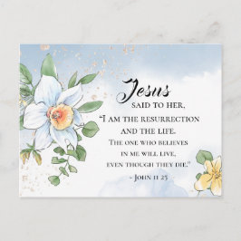 John 11:25 Bible Verse Vår blommor Påsk Vykort