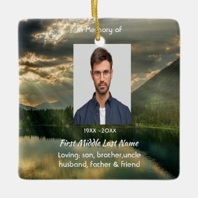 John 11: 25, Scripture Memorial Keepsake  Julgransprydnad Keramik (Framsida)