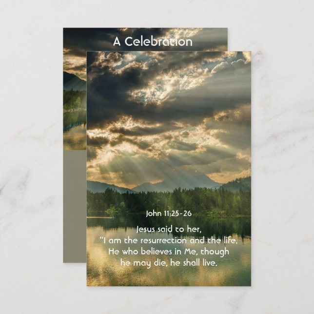 John 11 Scripture Celebration of Life Service Inbjudningar (Fram/baksida)