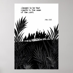 John 12 13 Palmsöndagen Konsttryck Salig är han Poster