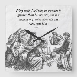 John 13:16 Christian Bible Jesus Wall Clock Fyrkantig Klocka