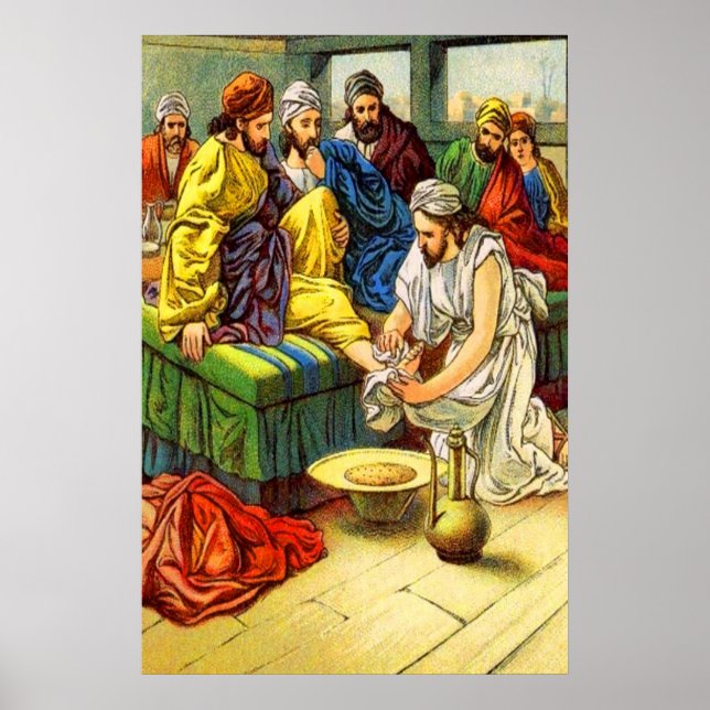 John 13:4-17 Tvättande av Disciples' Feet poster (Framsidan)