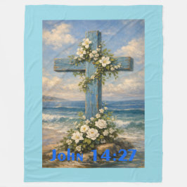 John 14:27 Beach Cross Throw Pillow Fleecefilt