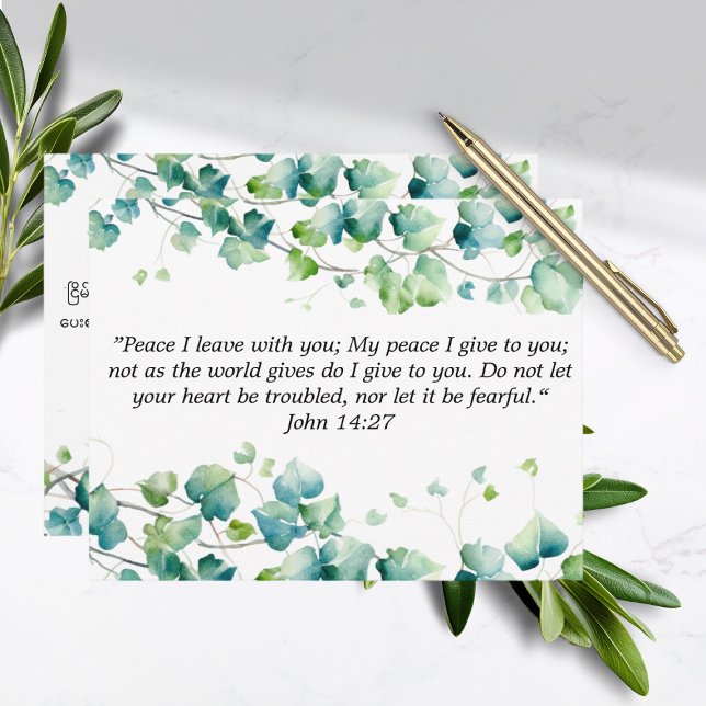 John 14:27 Engelskt burmesiskt Ivy White Note Card Anteckningskort (Skapare uppladdad)