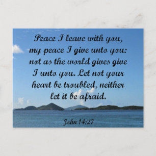 John 14:27 Fred jag lämnar med dig Vykort