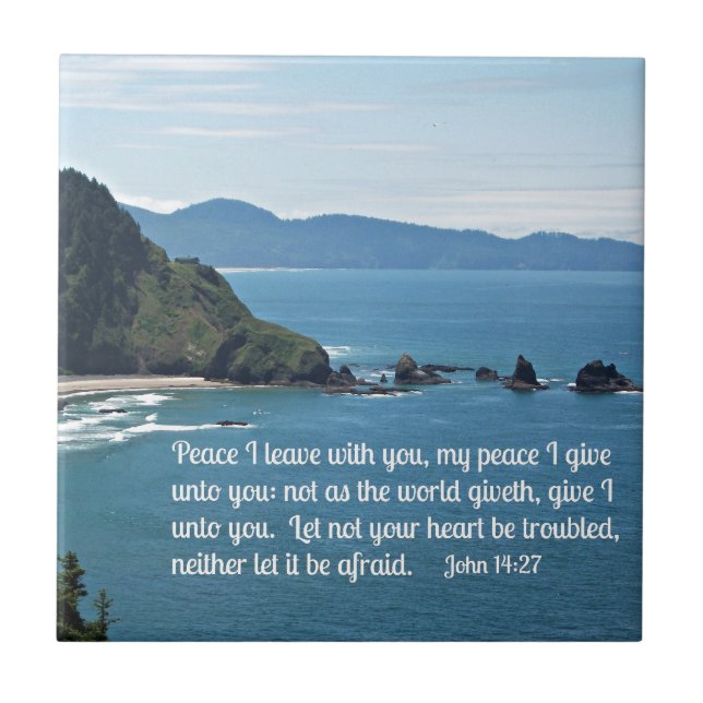 John 14:27 Freden jag lämnar med dig, min frid... Kakelplatta (Framsidan)
