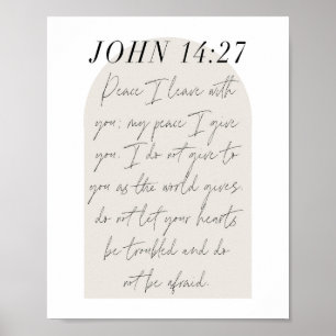 John 14:27 Minimal Boho Beige Arch-skript Poster
