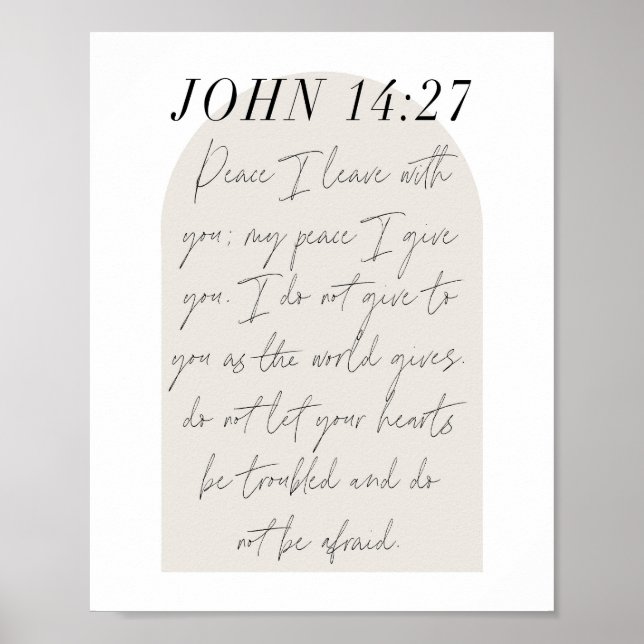 John 14:27 Minimal Boho Beige Arch-skript Poster (Framsidan)