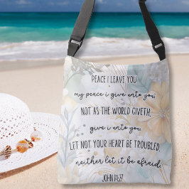 John 14:27, Peace, Bible Verse Bohemian Blommigt Axelväska