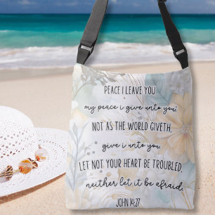 John 14:27, Peace, Bible Verse Bohemian Blommigt Axelväska