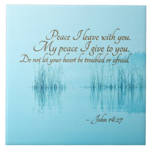John 14:27 "Peace I lämnar med dig" Bible Verse Kakelplatta