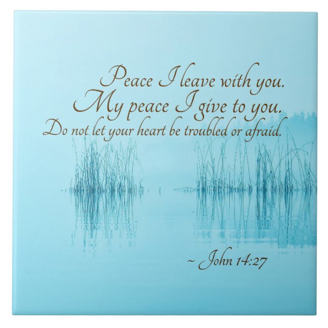 John 14:27 "Peace I lämnar med dig" Bible Verse Kakelplatta (Framsidan)