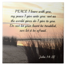John 14:27 Peace I lämnar med dig, Ocean Sunset Kakelplatta