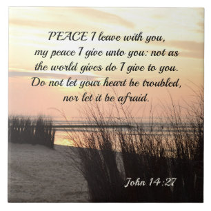 John 14:27 Peace I lämnar med dig, Ocean Sunset Kakelplatta