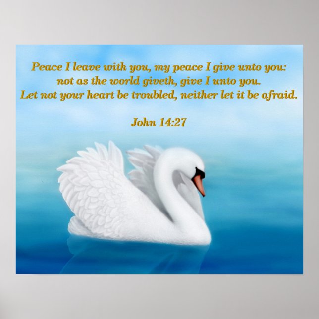 John 14:27 Peace Svan Bible Verse Print Poster (Framsidan)