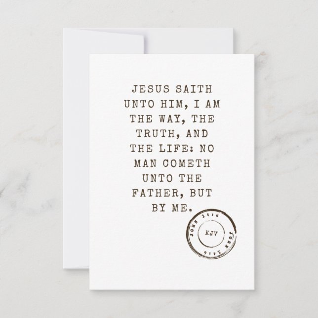 John 14:6 KJV Bible Verse Flat Greeting Card Kort (Framsida)