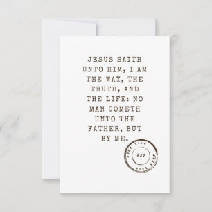 John 14:6 KJV Bible Verse Flat Greeting Card Kort