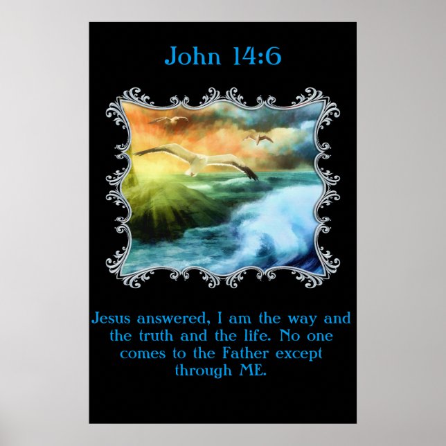 John 14:6 Med fiskmåsar över öppet hav Poster (Framsidan)