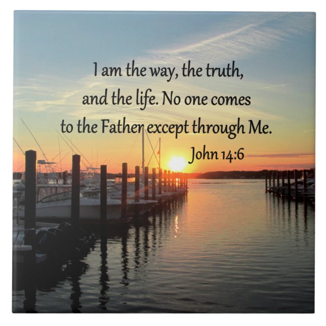 JOHN 14:6 SUNSET PHOTO DESIGN KAKELPLATTA (Framsidan)