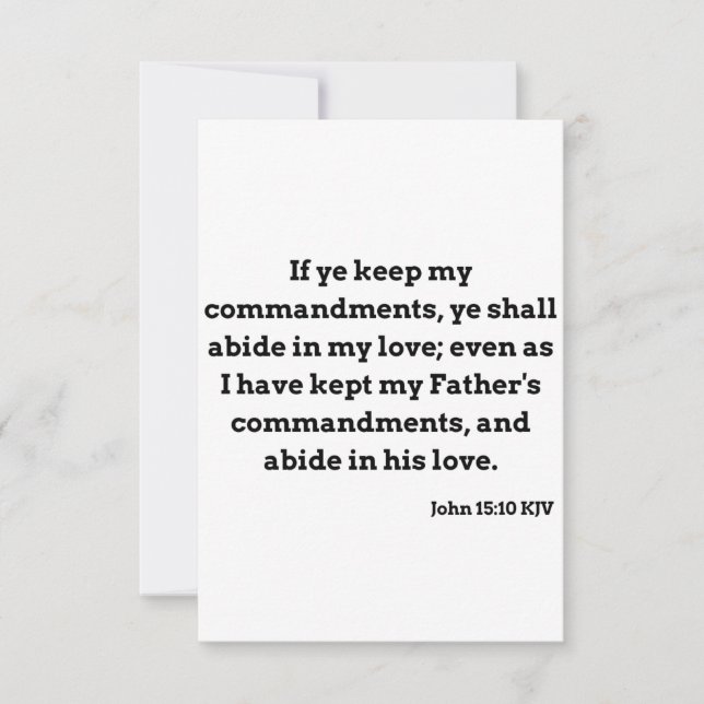 John 15:10 KJV Bible Verse Flat Greeting Card Kort (Framsida)