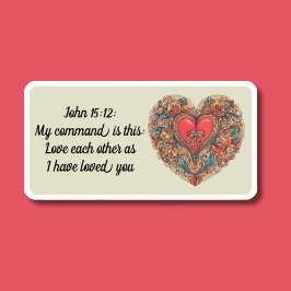 John 15:12 Bible Verse Watersecure Klistermärken