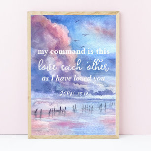John 15:12 Jesus Command Kärlek Varannan Poster