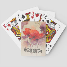 John 15:12 Kärlek One Two Bible Verse Red Blommigt Casinokort