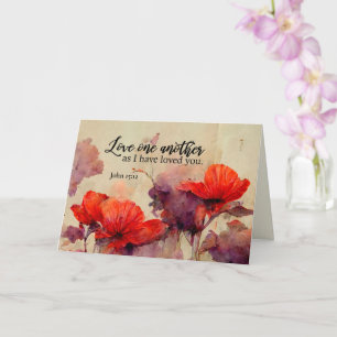 John 15:12 Kärlek One Two Bible Verse Red Blommigt Kort