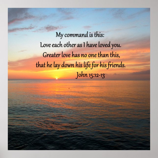 JOHN 15:12 SUNRISE ÖVER OCEAN POSTER (Framsidan)