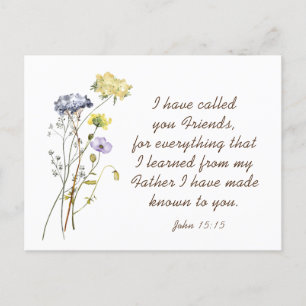 John 15:15 Jag har ringt dina vänner Bible Verse Vykort
