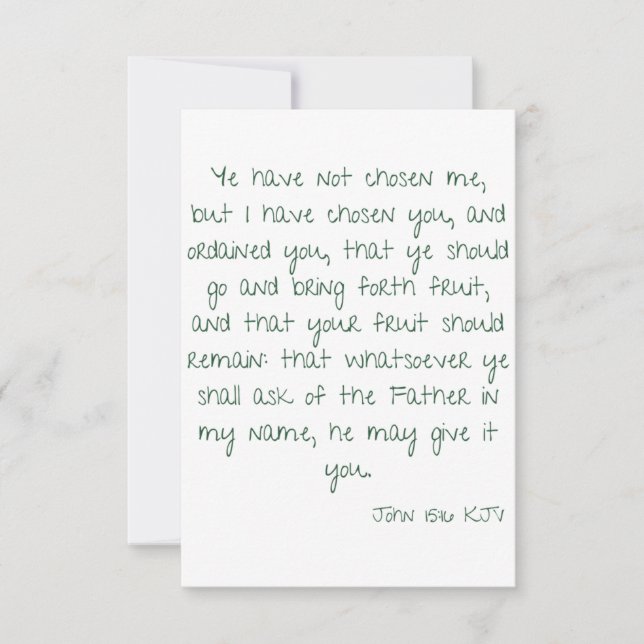 John 15:16 KJV Bible Scripture Greeting Card Kort (Framsida)