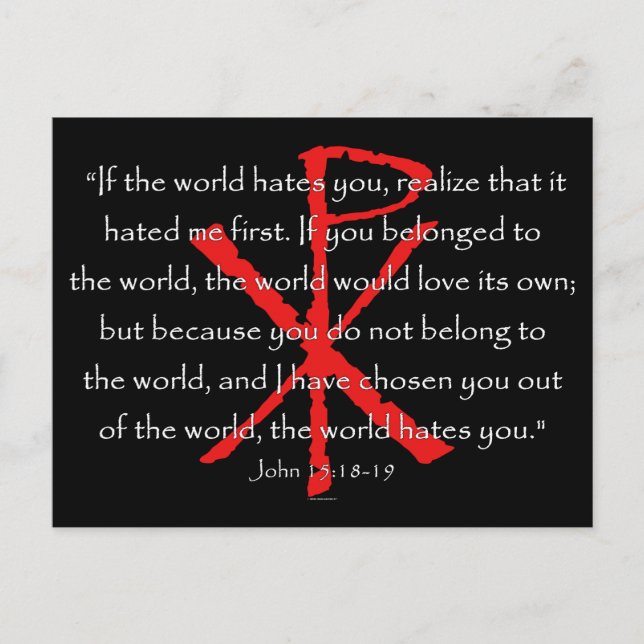 John 15:18-19 vykort (Framsida)