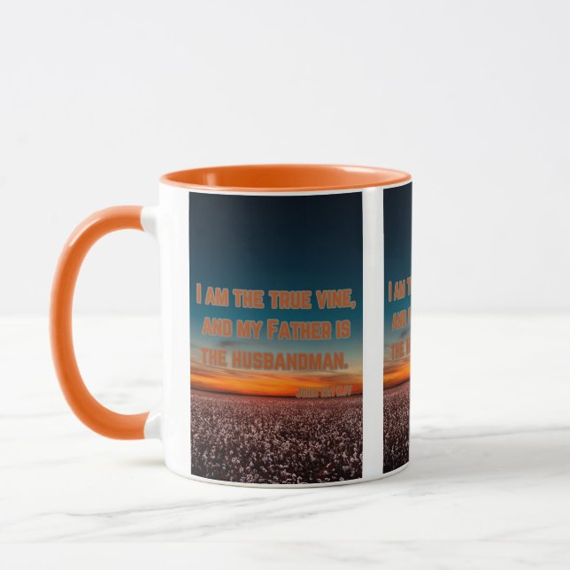 John 15:1 KJV Bible Verse Pic Two-Tone Mugg (Vänster)